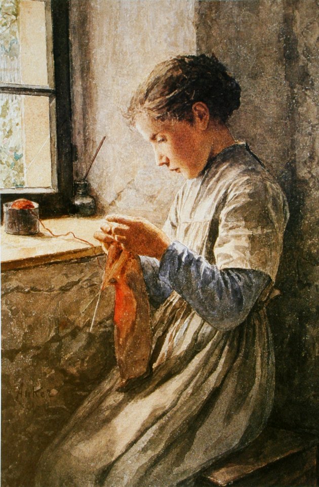 Anker Mädchen vor Fensternische