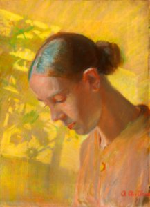Anna Ancher Studie til Sypigens hoved, Ane 1890. Free illustration for personal and commercial use.