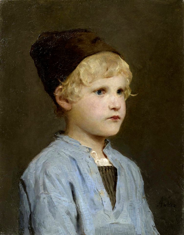 Albert Anker - Porträt eines Knaben mit Mütze