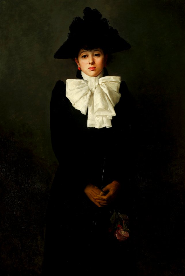 Anna Bilińska-Bohdanowiczowa - Portrait of a young woman with a rose in her hand - MP 244 - National Museum in Warsaw
