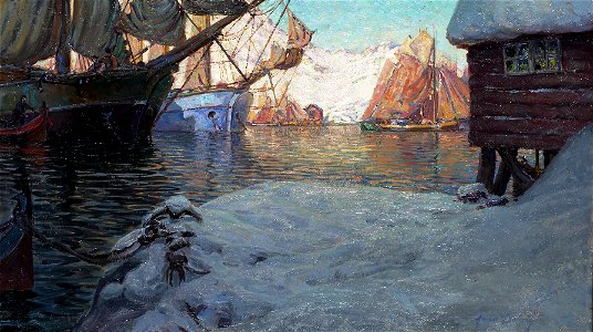 Anna Boberg-Fiskebåtar i hamn