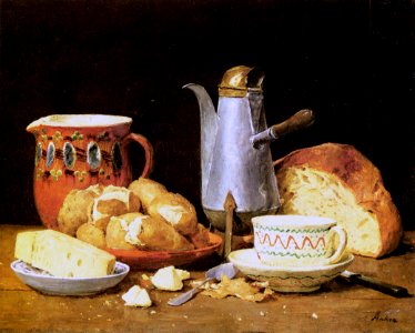 Albert Samuel Anker - Still-Life with Coffee, Bread and Potatoes