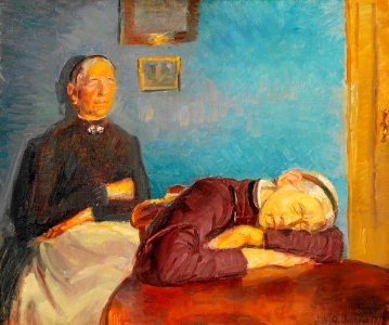 Anna Ancher, Efter Dagens Møje, 1917, Skagens Museum. Free illustration for personal and commercial use.