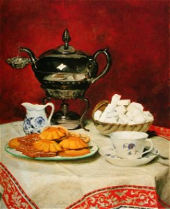 Anker Stilleben Tee und Schmelzbrötchen um 1896