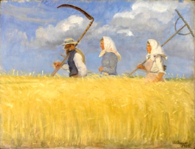 Anna Ancher - Harvesters - Google Art Project. Free illustration for personal and commercial use.