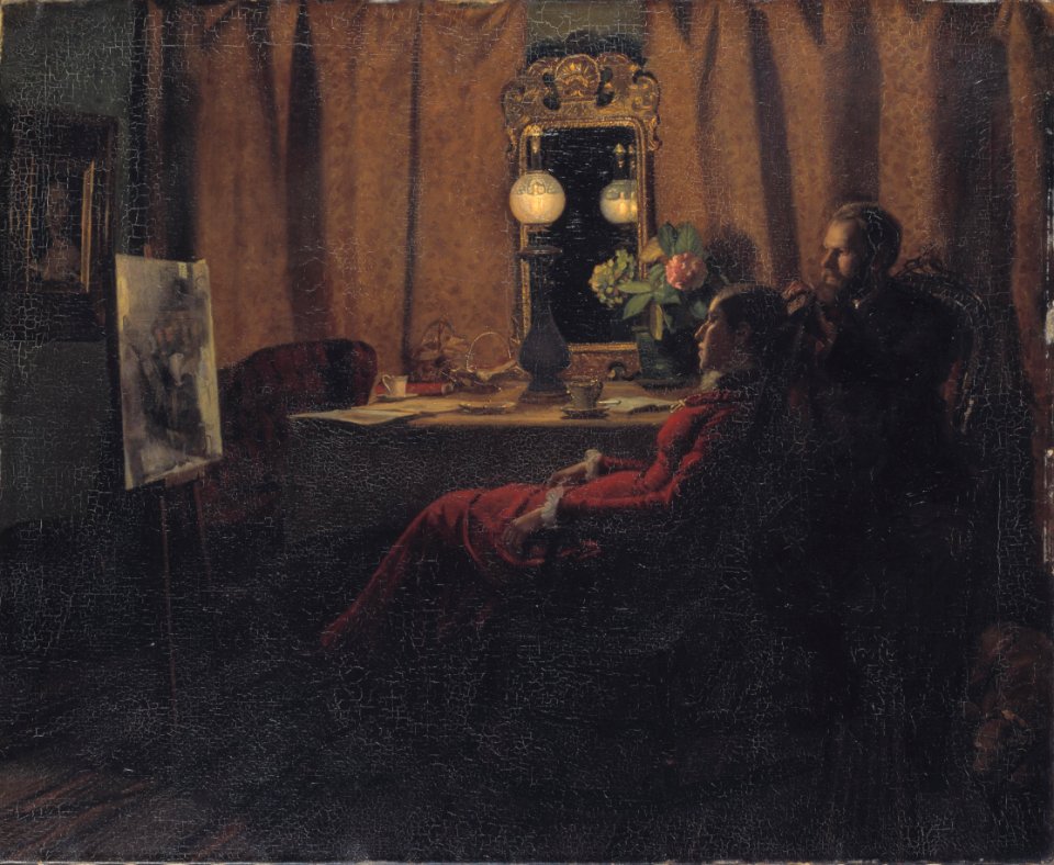 Anna and Michael Ancher looking at their work