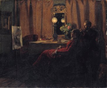 Anna and Michael Ancher looking at their work