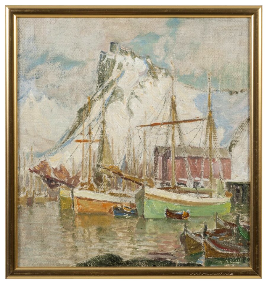 Anna Boberg - In the Harbour, Svolvaer. Study from Lofoten - NM 3409 - Nationalmuseum