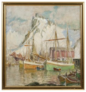 Anna Boberg - In the Harbour, Svolvaer. Study from Lofoten - NM 3409 - Nationalmuseum