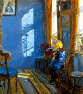 Anna Ancher - Sunlight in the blue room - Google Art Project. Free illustration for personal and commercial use.