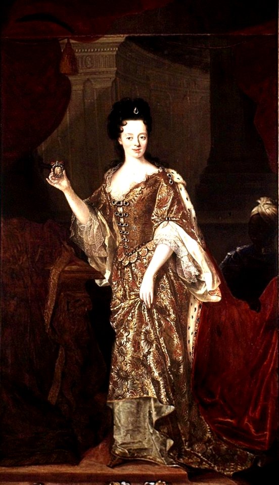 Anna Maria Luisa de' Medici holding a miniature of her husband the Elector Palatine by an unknown painter