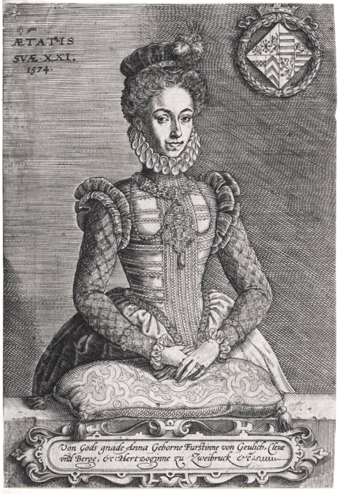 Anna, Prinzessin von Jülich-Kleve-Berg, engraving. Free illustration for personal and commercial use.