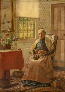 Portrait of an Old Woman Knitting by George Newell Bowers, 1893