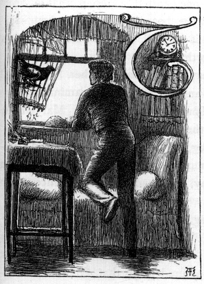 Boy looking out window - Tom Brown's School Days (1869)