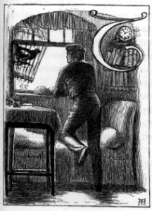 Boy looking out window - Tom Brown's School Days (1869)