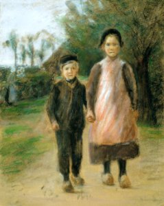 Boy and Girl on a Village Street (ca. 1897)