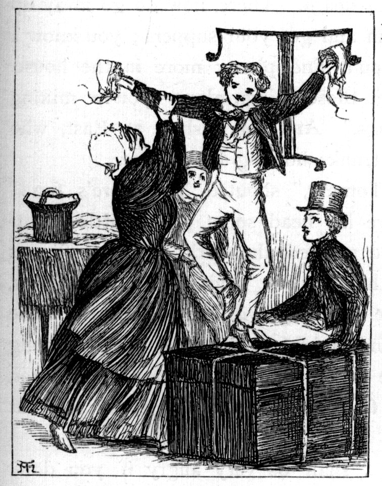 Boy dancing on trunk - Tom Brown's School Days (1869)