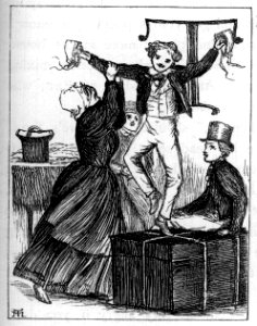 Boy dancing on trunk - Tom Brown's School Days (1869)