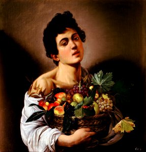 Boy with a Basket of Fruit-Caravaggio (1593). Free illustration for personal and commercial use.