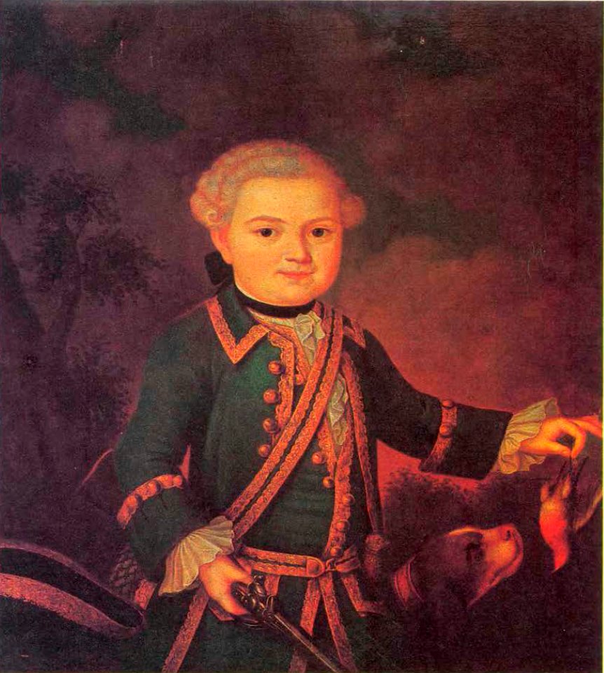 Boy with bird (Petr Alexandr. Cherkasov) by anonymous (1770s, Odessa)