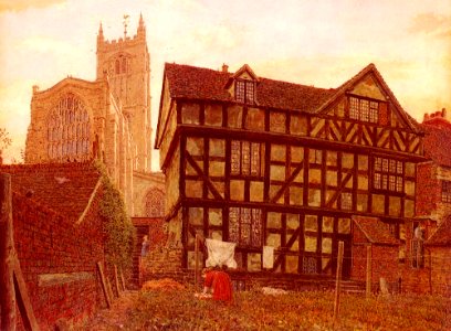 Boyce George Price Church And Ancient Uninhabited House At Ludlow. Free illustration for personal and commercial use.