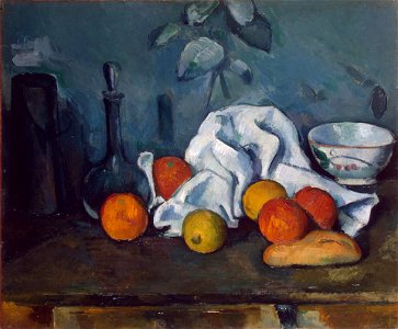 Boîte à lait, carafe et bol, par Paul Cézanne, musée de l'Ermitage