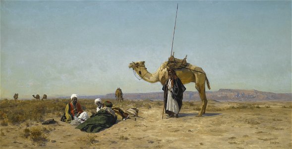 Eugen Bracht - Rast in der Syrischen Wüste. Free illustration for personal and commercial use.