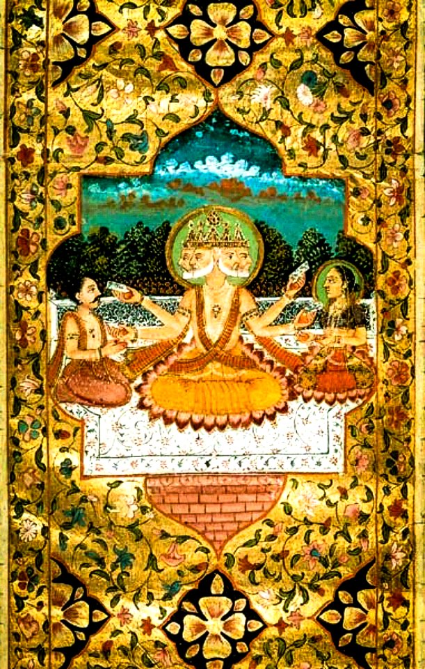 Brahma with Sarasvati, a miniature painting, c.1793