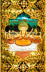Brahma with Sarasvati, a miniature painting, c.1793
