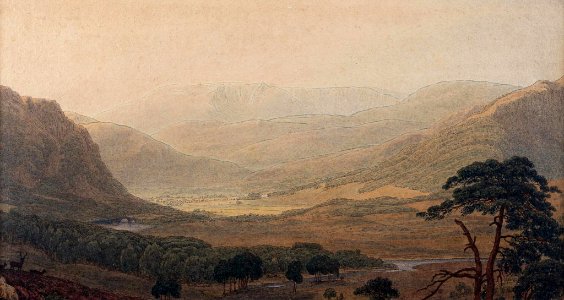 Braemar, Ben y Bourd, from south of Invercauld - George Fennel Robson - 9335-2048x1090. Free illustration for personal and commercial use.