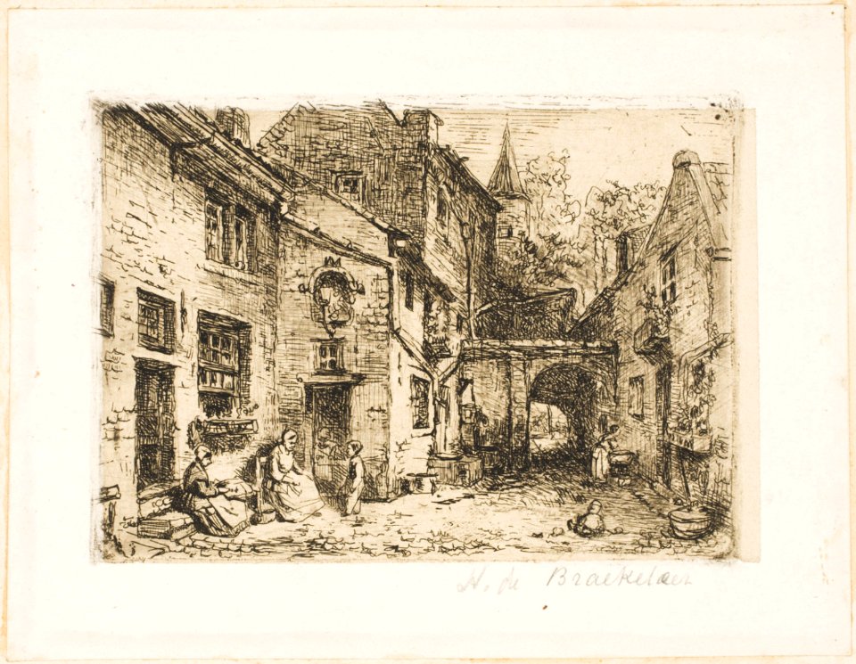 Braekeleer - Street Scene with Women and Children Outdoors, 1985-52-11254