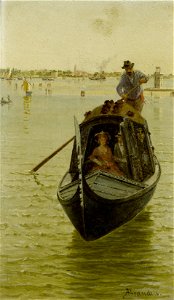 Antonietta Brandeis - Venetian gondola. Free illustration for personal and commercial use.