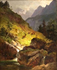 Heinrich Brandes - Tiroler Landschaft. Free illustration for personal and commercial use.