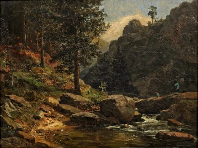 Heinrich Brandes - Gebirgslandschaft mit Fischern