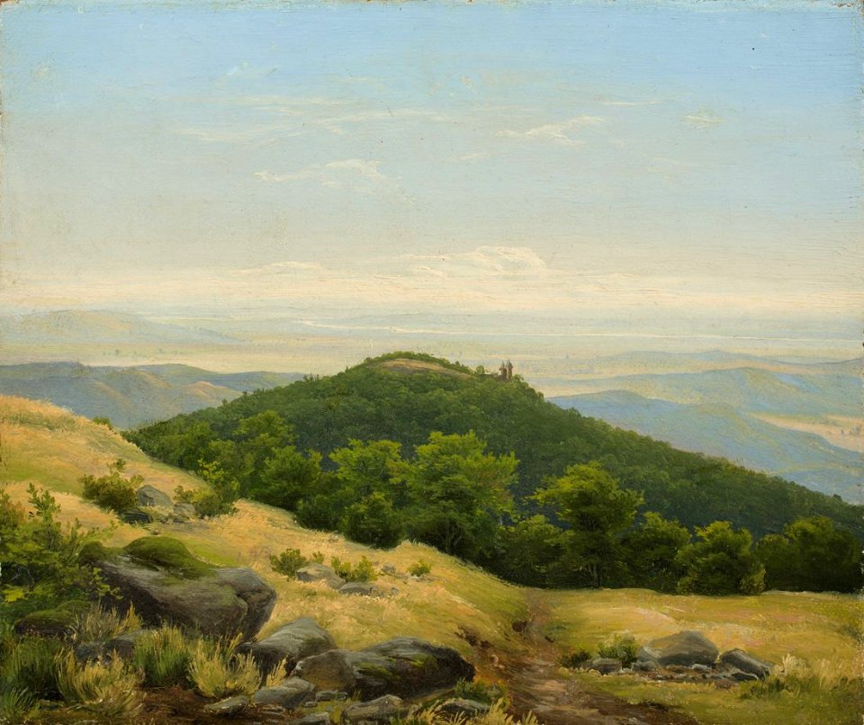 Heinrich Brandes - Landschaft mit bewaldeter Bergkuppe