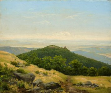 Heinrich Brandes - Landschaft mit bewaldeter Bergkuppe