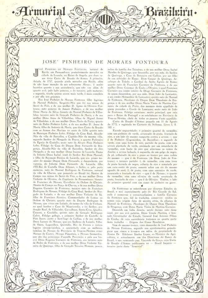 Brasão de José Pinheiro de Moraes Fontoura 01