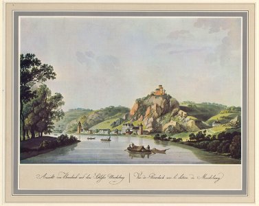 Braubach Ansicht mit Marksburg vom Rhein aus Johann Andreas Ziegler