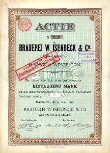 Brauerei W. Isenbeck 1000 Mk 1899