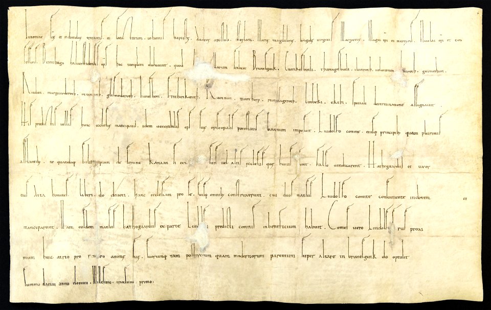 Braunschweig Weiheurkunde der Magnikirche von 1031 A III 7 1 (Stadtarchiv Braunschweig) retusche