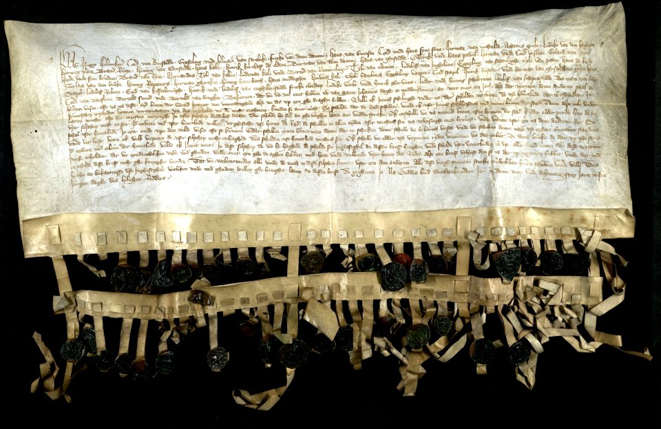Braunschweig Lilienvente Gruendungsurkunde 23 April 1384 A I 1 291 (Stadtarchiv Braunschweig)