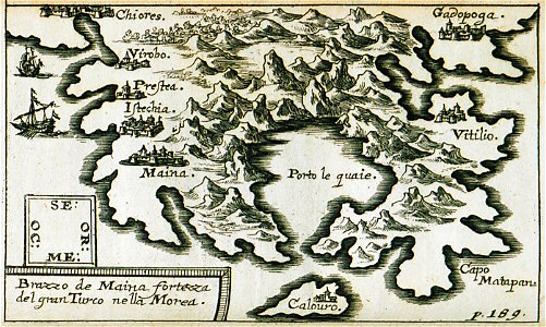 Brazzo de Maina fortezza del Gran Turco nella Morea - Sandrart Jacob Von - 1686
