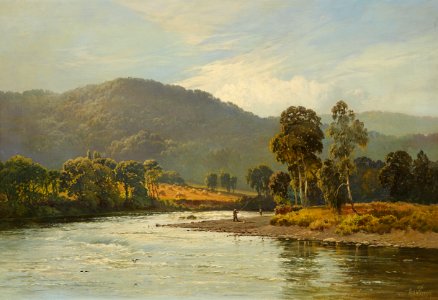 Alfred de Bréanski - Scottish summer landscape with angler (1876)