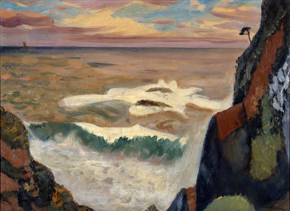 Breaking Waves at Daio Misaki by Fujishima Takeji (Mie Prefectural Art Museum)