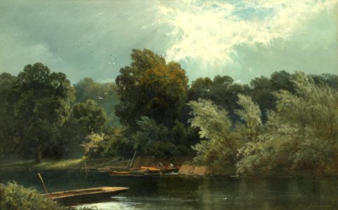 Alfred de Bréanski - The silvery Thames at Ditton
