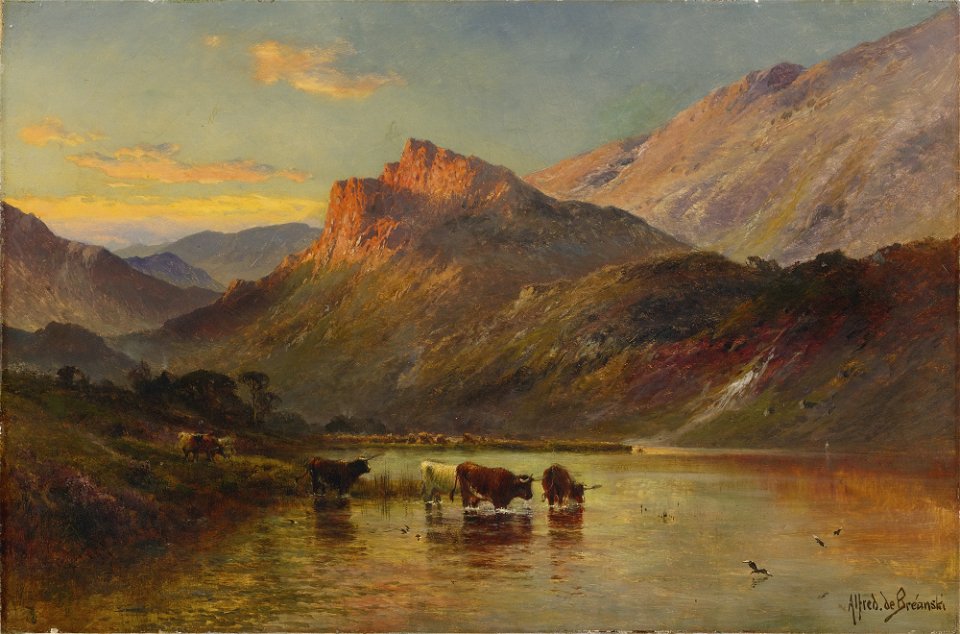 'Sunset in the Scottish Highlands' by Alfred de Breanski