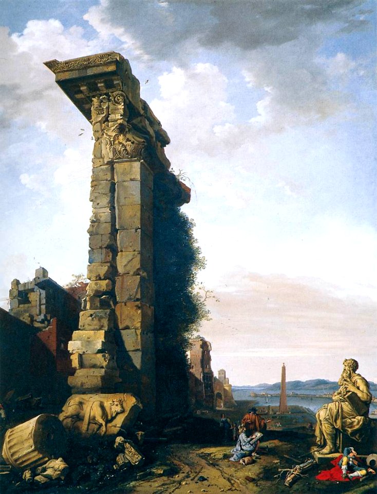 BREENBERGH, Bartholomeus Idealised View with Roman Ruins, Sculptures, and a Port