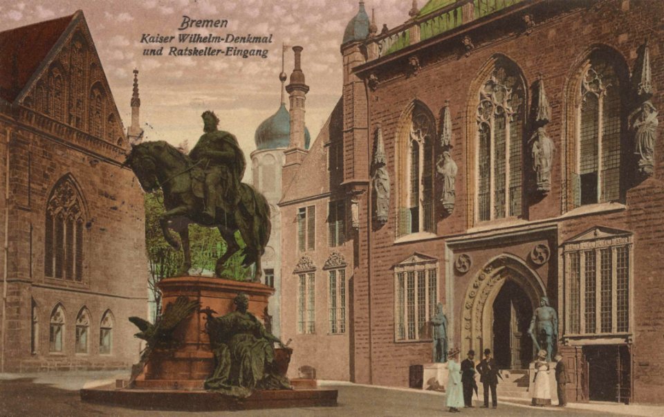 Bremen, Bremen - Kaiser-Wilhelm-Denkmal und Ratskellereingang (Zeno Ansichtskarten)