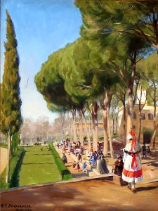 H. A. Brendekilde - Sommerdag i Villa Borghese i Rom (1922)