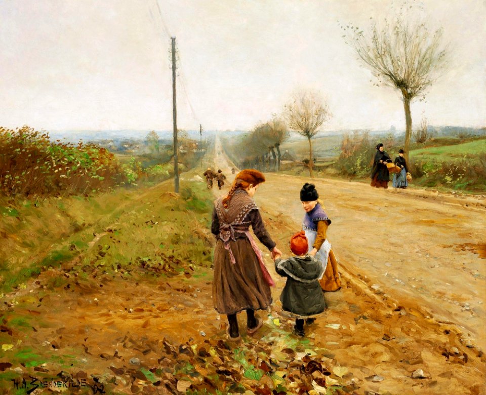 H.A. Brendekilde Born pa landevej (1900s)